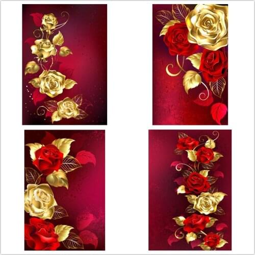 Kexinzu Diamond Painting Gold Flower 5D DIY Diamond Embroidery Cross Stitch Kit Rhinestone Mosaic Art Home Decoration Gift