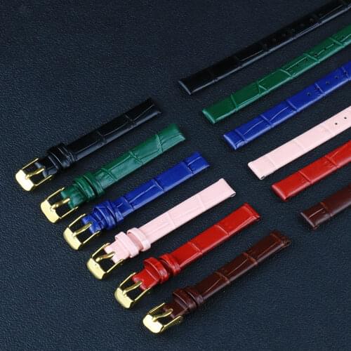 Ainimal skin leather strap for lola rose lady watches band small watch bracelet silver rose gold buckle green red 8mm 10mm