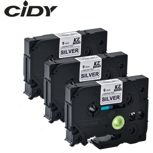 Cidy 3Pcs Black on Silver 9MM TZe921 TZe 921 TZ 921 TZ921 Laminated Labels Tape P Touch For Brother tz-921 tze-921