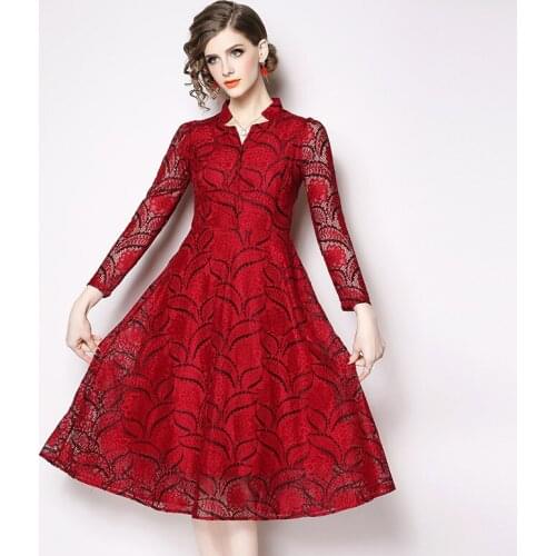 Patchwork Lace Dress Women Elegant Sweet Casual Dresses New Spring Party Evening Work Vestido
