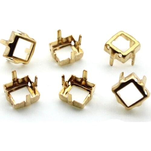 Copper K9 Empty Claw Settings for Fancy Stones Square Rhinestones Claw Silver Gold Sewing On Rhinestones Base Claw DIY Jewelry