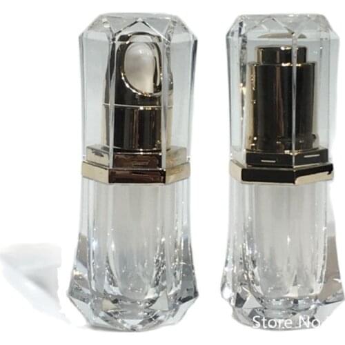30pcs Refillable Acrylic Pump Lotion Bottle Liquid Pipette Bottle Emulsion Cosmetic Container Eye Dropper Essential Oil 10ml