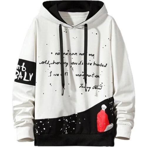 Autumn Mens Sweatshirt Casual Hip Hop Streetwear Loose Hoodies New Men Fashion Personality Printed Hoodie Patchwork Tops