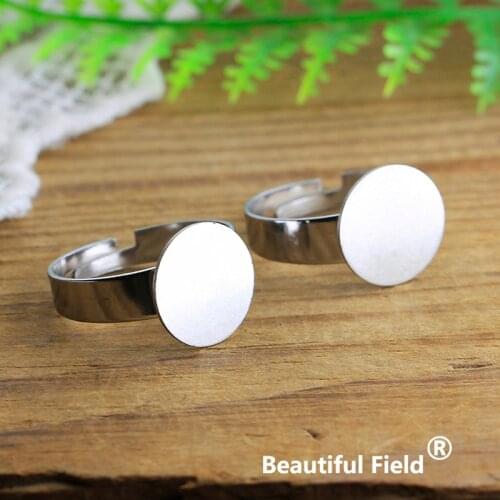 Stainless Steel 10pcs Fit 8mm 10mm 12mm Flat Round Ring Settings Cabochon Base Cameo Blank Tray