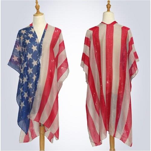 2021 Newest Women USA Flag Shawls Summer Beach Shawls Wraps 5pcs/lot