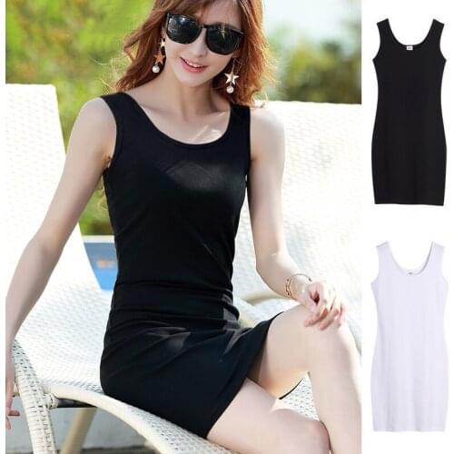 2021 New Summer Women Solid Spaghetti Strap Vestidos Elegant Bottoming Dresses Female Sleeveless Cotton Bodycon Sheath Dress M10