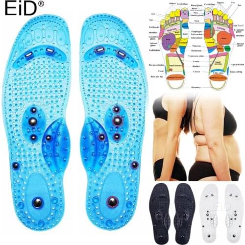 EiD Upgrade Magnetic Massage Insole Foot Acupuncture Point Therapy Insole Cushion Body Detox Slimming Magnetic Unisex Blue black