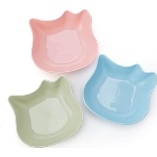 Single Cat Feeder Plastic Dog Pet Feeding Food Dishes Puppy Candy Color Drink Water Bowl Kitten Portable Container Pets Supplies
