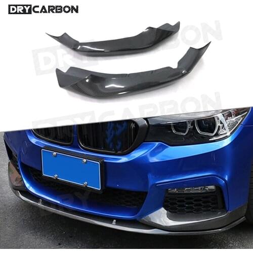 2Pcs Front Lip Splitters Aprons for BMW 5 Series G30 G31 G38 520i 530i 540i M Sport 2017 - 2019 Carbon Fiber Head Bumper Flaps