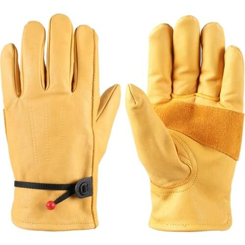 First Layer Cowhide Gloves Mens Wear-resistant Anti-skid Retro Motorcycle Gloves Leather Driver Gloves Protection