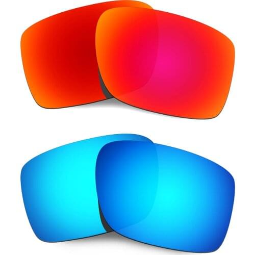 HKUCO For Double Edge Sunglasses Polarized Replacement Lenses - Red&Blue 2 Pairs