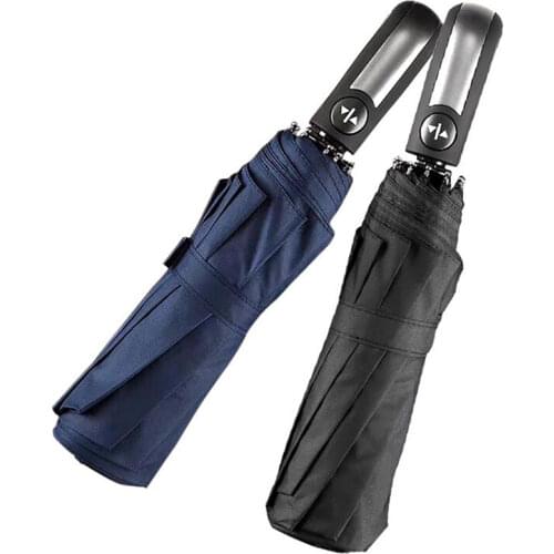10 Ribs Portable Travel Umbrella with Black Coating, Plastic Handle, Auto Open & Close Windproof Automatic Rain Sun Umbrellas