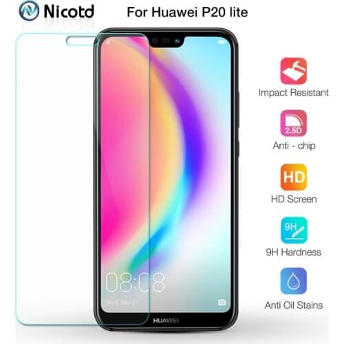 Screen Protector Nicotd Glass Tempered Original for Huawei P20 Lite Tempered Glass for Huawei P20 Lite 2.5 HD Protective Film