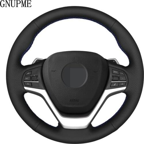 DIY Black Genuine Leather Car Steering Wheel Cover For BMW X5 F15 2013 2014 2015 2016-2018 X6 F16 2015 2016 2017 2018 2019