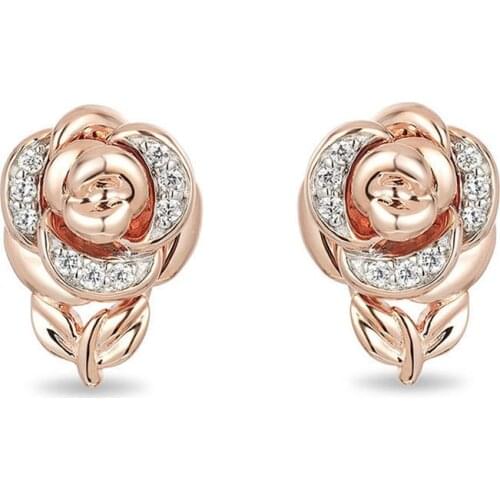 New Fashion Rose Crystal Earring For Women Wedding Accessories Lover Gift Jewelry