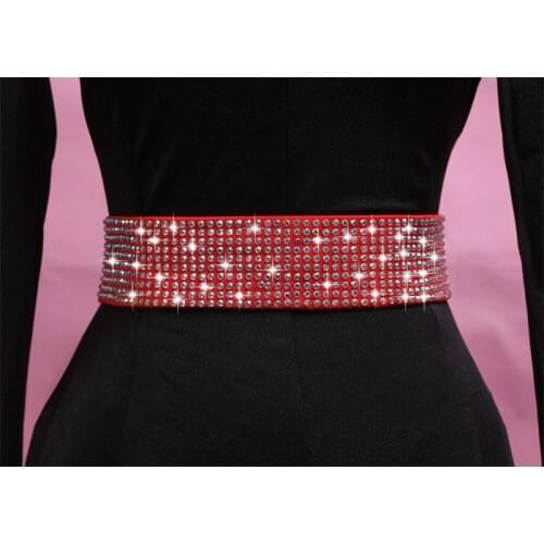 New Latin Dance Accessories 2 Colors Crystals Red/Black Waist Belt Chain Decorated Ballroom Latin Hip Scarf For Women BL1847