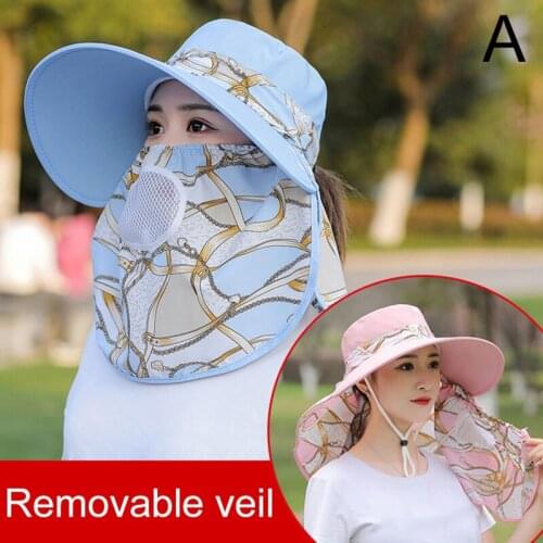 2021 Fashion Womens Foldable Sun Hat Wide Brim Fisherman Hat Face Neck Omnibearing UV Protection Summer Cycling Beach Visor Hat