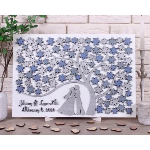 Snowflakes Wedding Guestbook,Alternative Winter Wedding Guestbook,Theme 3D Tree of Snowflakes,Christmas Gift,Custom Wedding Sign