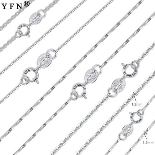 YFN 925 Sterling Silver Necklace Chain DIY Necklace Silver 925 Jewelry Silver Chain 925 Box Chain Twisted Trace Silver Accessory
