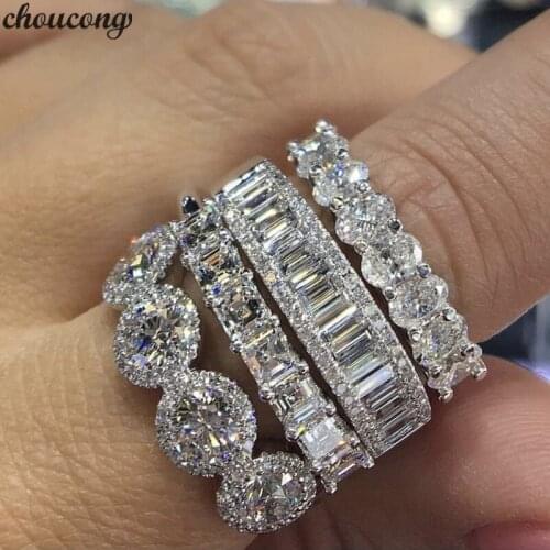 Choucong Statement Eternity Promise Ring 925 sterling Silver AAAAA cz Stone Party Wedding Band Rings For Women Bridal Jewelry