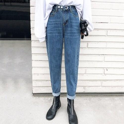 Vintage Radish Pants Female Woman Directly Canister Jeans Casual Loose Spring Autumn High Waist Denim Pants