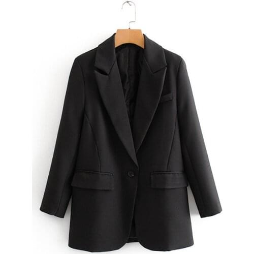 DOUJILI Women Black Blazer Formal Blazers Lady Office Work Suit Pockets Jackets Coat Women Blazer Female Jackets