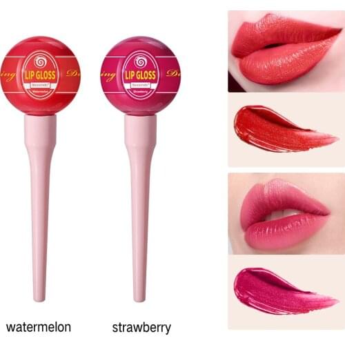1pcs Cute Lollipop Lip Gloss Lipstick Waterproof Long Lasting Moisturizing Non Stick Cup Liquid Lip Tint Makeup 6 Colors