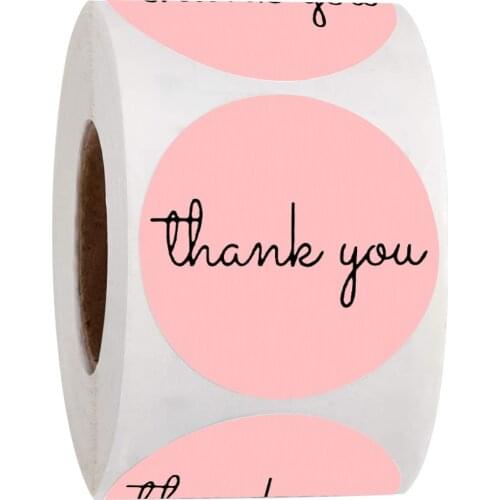500 Pcs Thank You Stickers Pink Paper Labels Scrapbooking For Wedding Gift Business Packaging Seal Labels Stationery Stickers