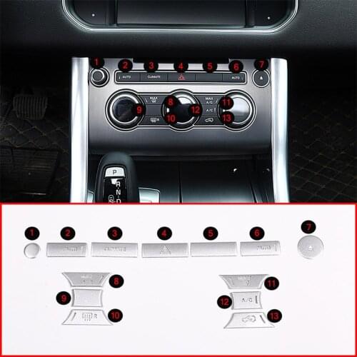 13pcs For Range Rover Sport 2014-2017 Car Air Conditioner Button Patch Trim For Range Rover Vogue 2013-2017 Accessories