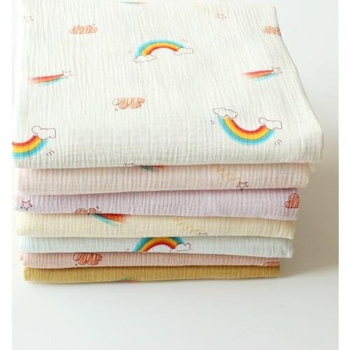 135x50cm Cotton Double-Layer Gauze Crepe Printed Sewing Fabric, Making Clothing Cloth
