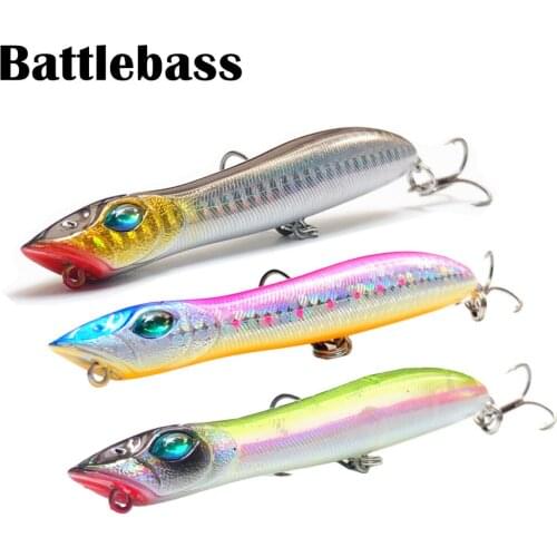 2021 NEW Popper Topwater 1PC 105MM 10G Wobbler Snake Head Fishing lure Floating Sea Bass Pike Bait With Mustad Hooks