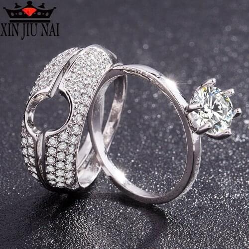 3 pieces/sets of original design fashionable heart-shaped romantic lady Ring Jewelry zircon Party Gift engagement ring