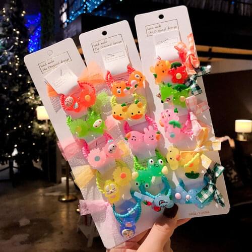 5/10 Pcs/Set Children Cute Colors Flower Bow Cartoon Hair Bands Hairpins Girls Sweet Acrylic Hair Clips Kids Hair Accessories