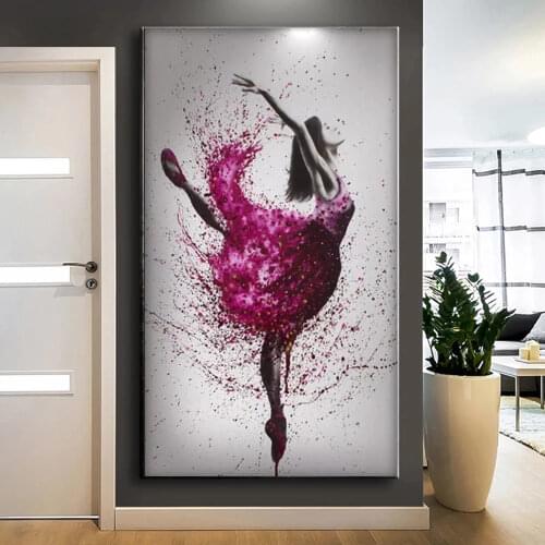 Abstract Purple Ballet Dance Girl Playing Painting On Canvas Poster And Print Modern Wall Picture For Living Room Decor No Frame