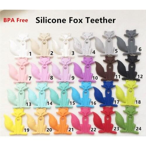 Chengkai 5PCS BPA Free Silicone Fox Teether Baby Shower Pacifier Dummy Teething Chewable Pendant Nursing Necklace Jewelry Toy