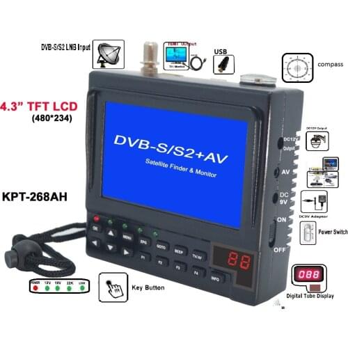 KPT-268AH satellite finder DVB-S2 Satfinder Full HD Digital Satellite TV Receiver Finder Meter MPEG-4 Modulator PK V8 finder