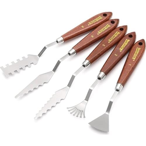 Dainayw 5Pcs Palette Knife Set Oil Knives Artist Crafts Stainless Steel Palette Scraper For Mixing Painting Acrylic Art Supplies