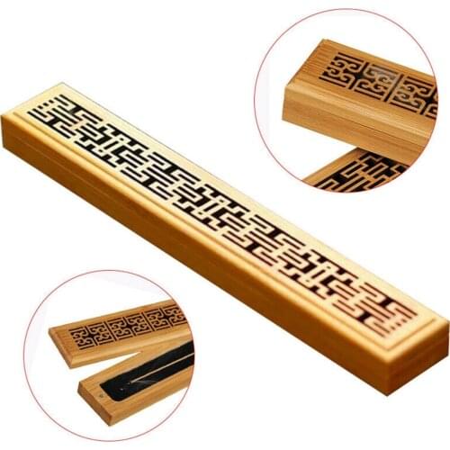Bamboo Wooden Incense Stick Holder Burning Joss Insence Box Burner Ash Catcher
