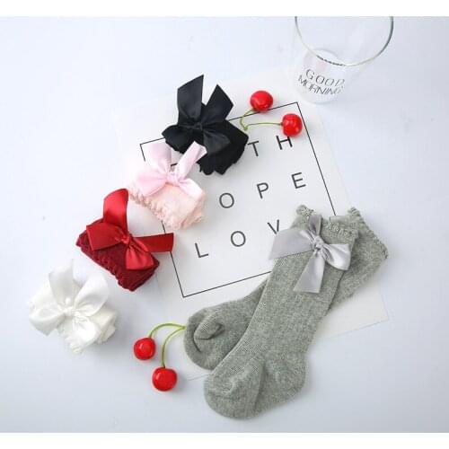 Kids Period Vertical Stripes Bowknot Sock Girl Combed Cotton Socks Children Bubble Mouth Not le Feet Sweet Princess Socks