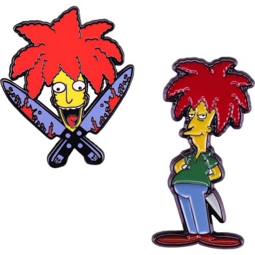 Sideshow Bob enamel pin animated television series character inspired brooch