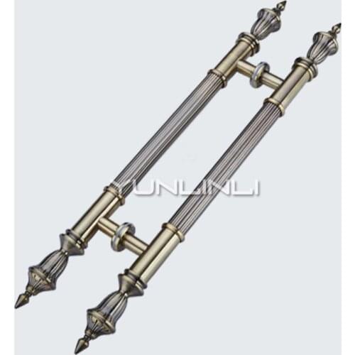 European Antique Luxury Hotel KTV Door Wooden Door Handle 600mm/800mm/1000mm Bronze Stainless Steel Glass Door Handle