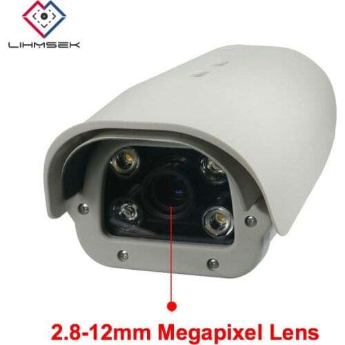 Lihmsek Onvif 1080P 2MP 2.8-12mm lens Vehicle License Plate Recognition IP LPR Camera for highway/parking lot 4pcs IR White LEDs