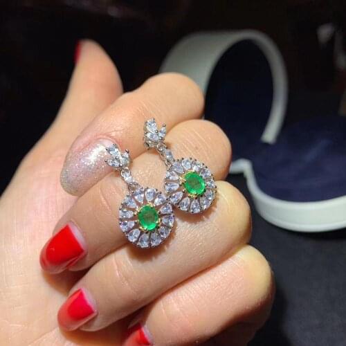 Grace delicate Sun flower Natural green Emerald drop earrings 925 silver natural gemstone earrings women party gift jewelry