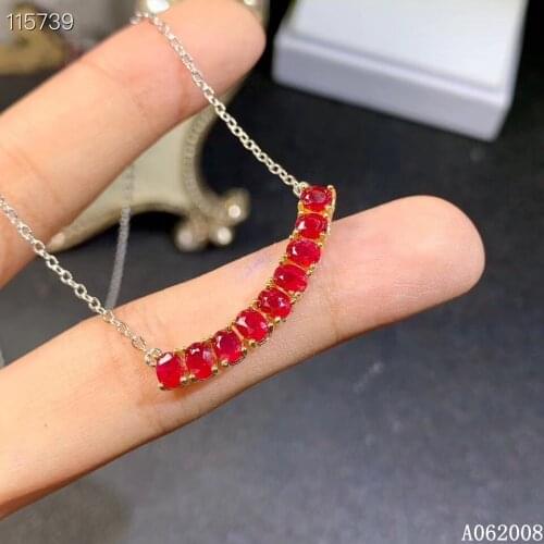 KJJEAXCMY fine jewelry 925 Silver inlaid Natural ruby Gemstone vintage necklace lovely ladies pendant support check
