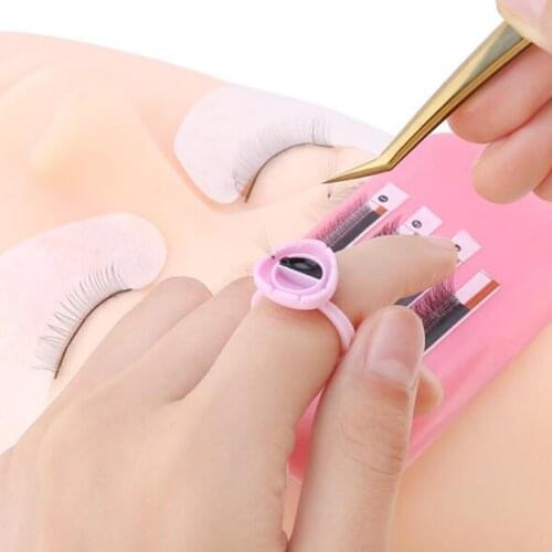 100PCS Heart Shaped Disposable Glue Rings Cups Tray for Volume Lashes Eyelash Extension Supplies Nail Art Makeup Rings