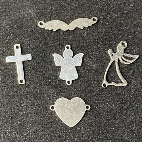 Cross Pendant 10pcs lOVe Heart Fashion Charms Angel Wing Protect Bracelet findings Diy Jewelry Making