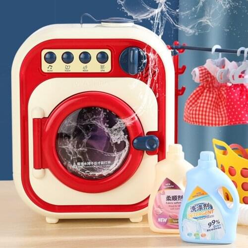 Mini Washing Machine Pretend Toys For Kids Housework Simulation Electric Toy Preschool Learning House Cleaning