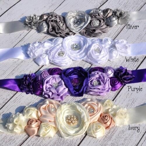 Fashion Children Baby Girls Flower Sash Maternity Sash Pregnancy Belly Belt Shower Party Flower Girl Belts Photography Props