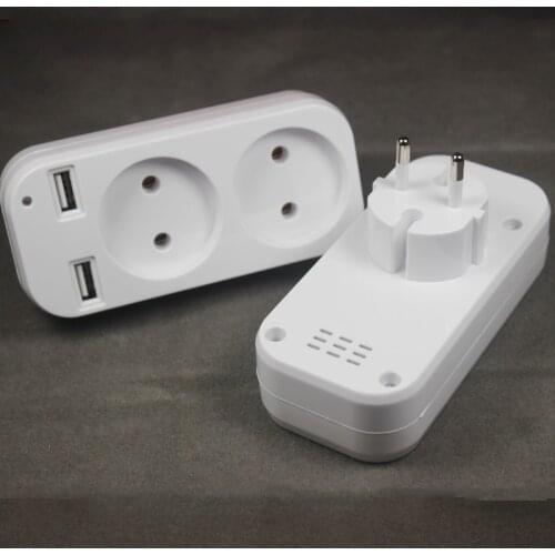 USB wall extension socket adapter with 2 port USB EU standard Eu Standard 5V2A outlet new design free shipping A8
