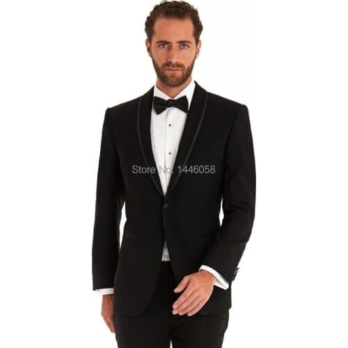 2016 New Formal Brand Clothing Groom Tuxedos Best Man Suit Prom Wedding Party Suits For Men Costume Homme (Jacket+Pants+Bow)